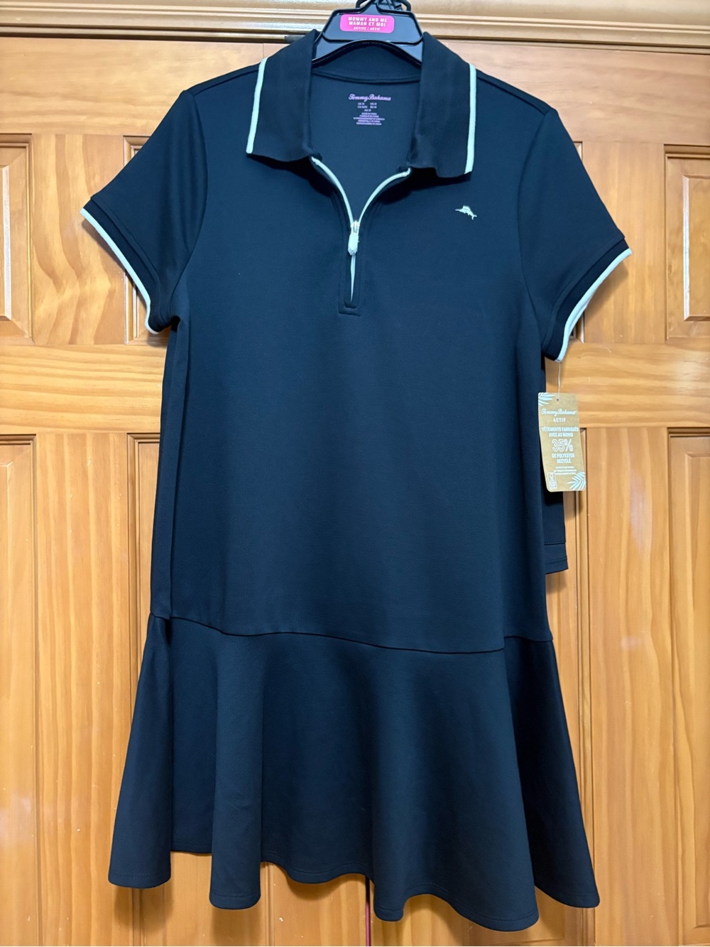 Tommy Bahama Black Polo Athletic Dress with White Trim and Shorts Size Medium nw